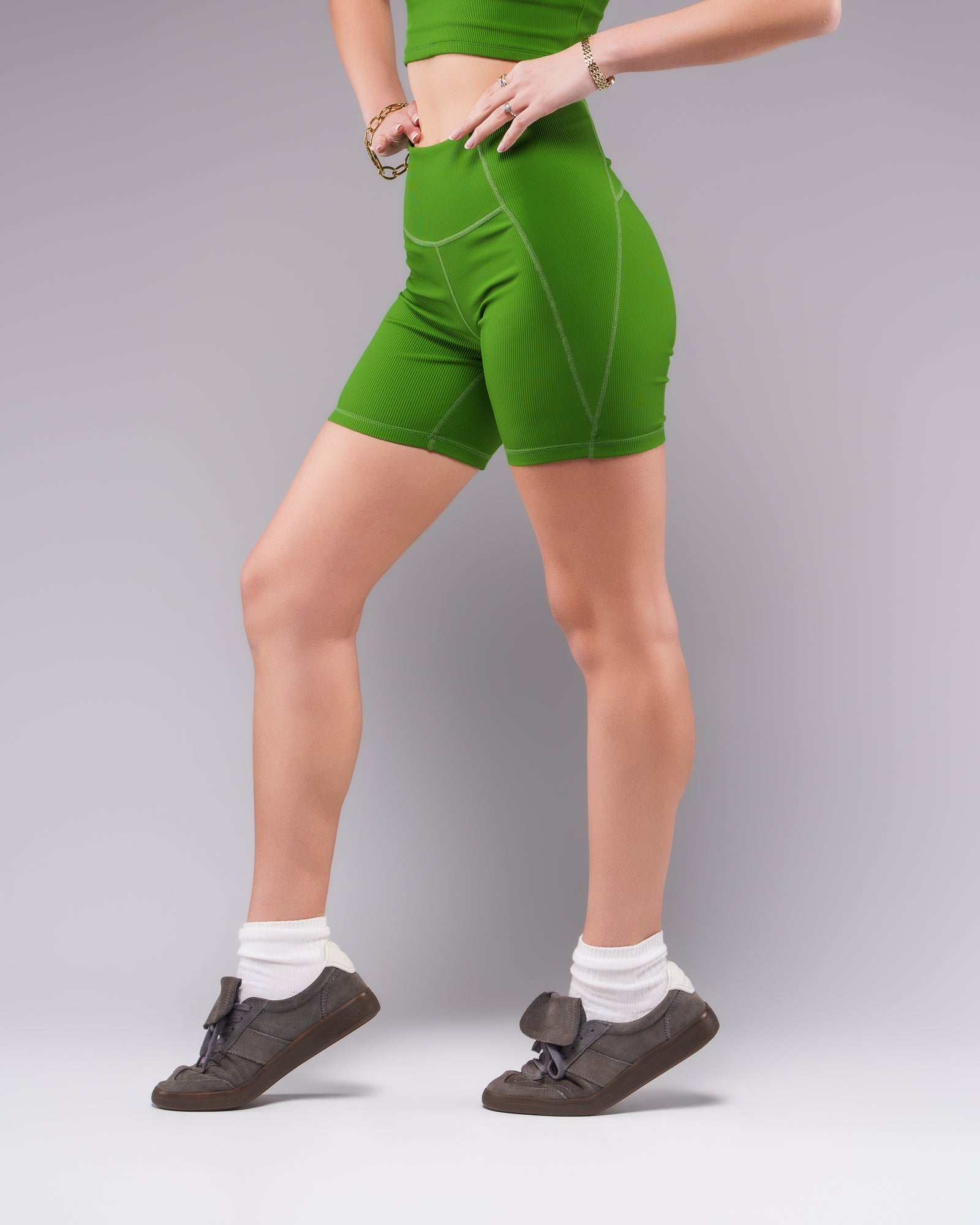 Incanto Ribbed Shorts - Forest Green
