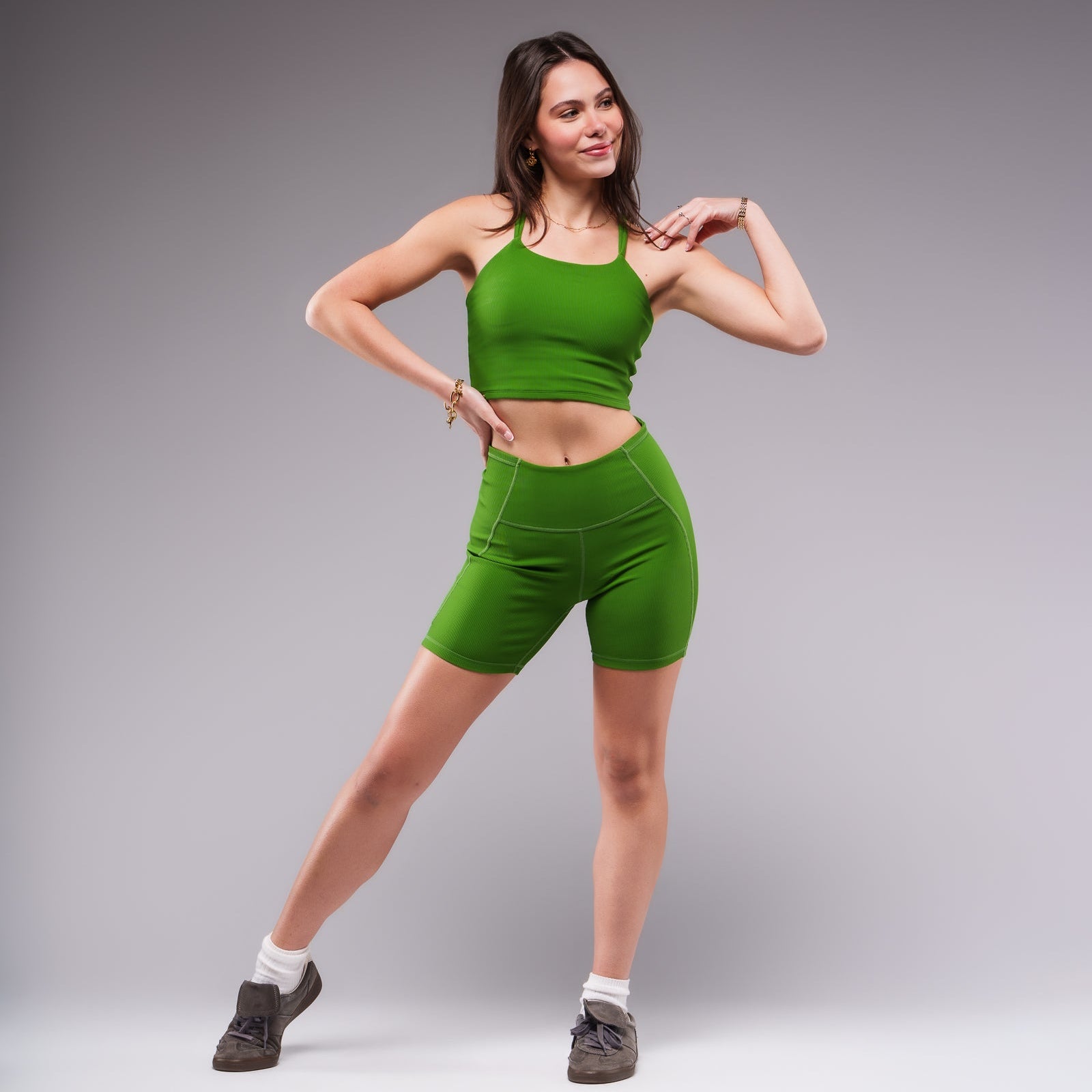 Incanto Ribbed Shorts - Forest Green