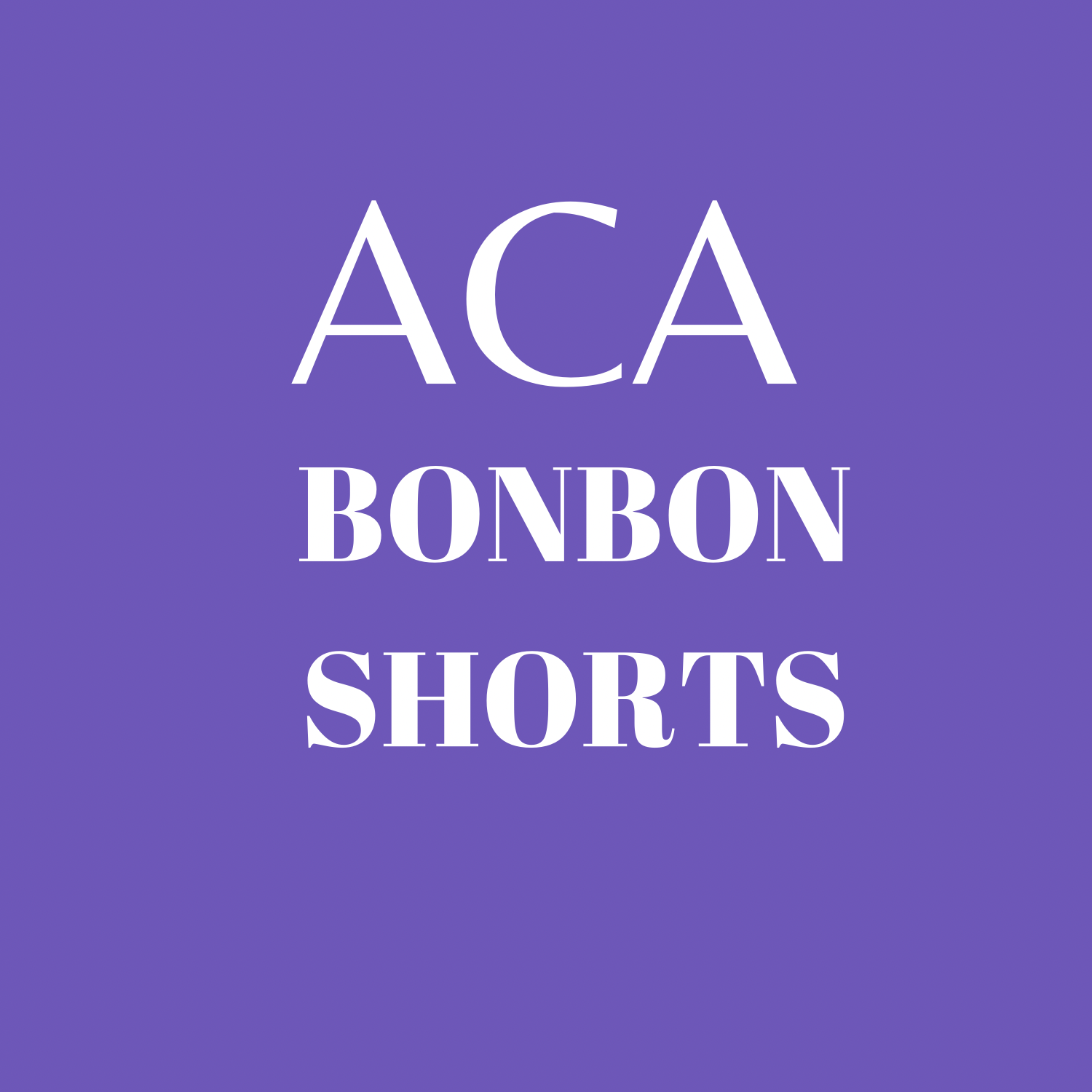 White text on a purple background displays ACA in large font, with BONBON and SHORTS below, showcasing the sleek Bonbon Royal Purple Shorts collection for a modern look.